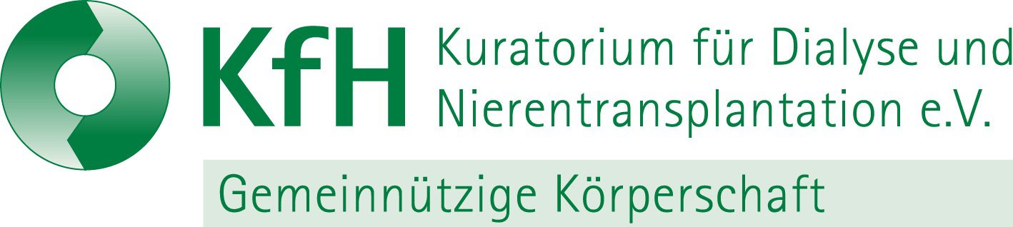 KfH Logo: Kuratorium für Dialyse und Nierentransplantation e. V., gemeinnützige Körperschaft.