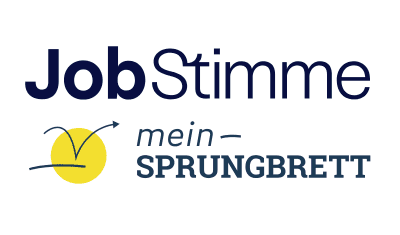 Jobstimme & mein-Sprungbrett Logo. Ratgeber Native Ad. Karriere-Beitragsbild.